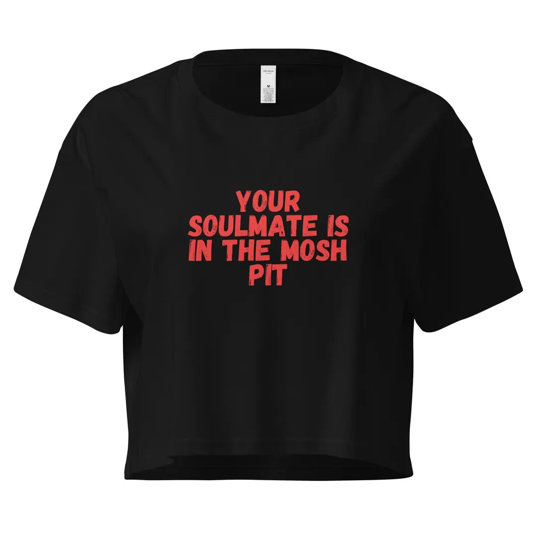 Your Soulmate is in the Mosh Pit – Black/red Cropped T-shirt - Etsy | Etsy (US)