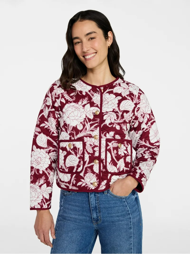 Time and Tru Women's Quilted Cotton Jacket, Sizes XS-XXXL | Walmart (US)