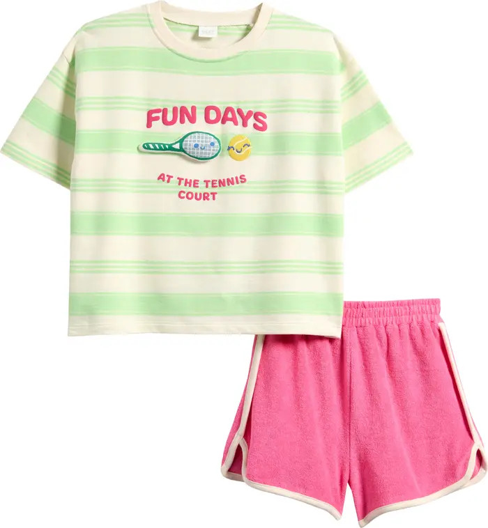 NEXT Kids' Fun Days Tennis Cotton Graphic T-Shirt & Terry Shorts Set | Nordstrom | Nordstrom