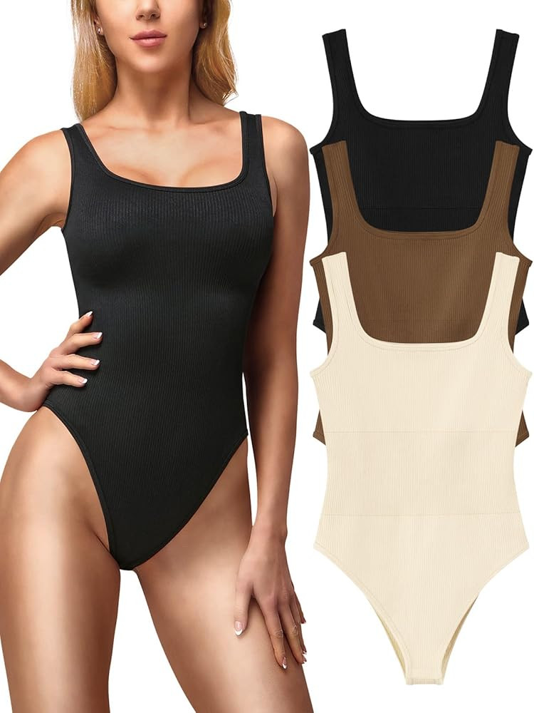 MRIGNT Ribbed Seamless Bodysuit for Women, Sleeveless Shapewear Tank Top for Tummy Control, Sexy ... | Amazon (US)