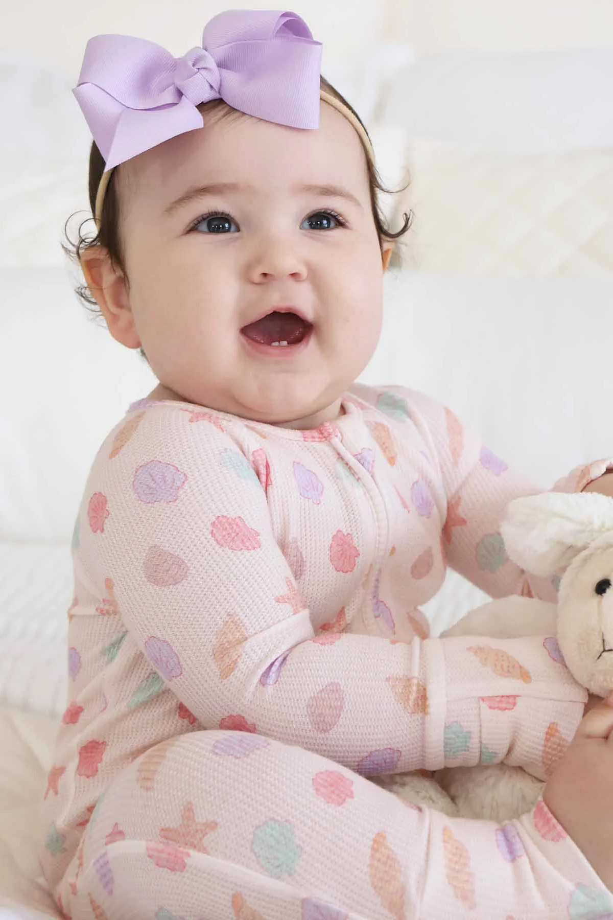Saltwater Shells Waffle Bamboo Convertible Zip Romper | Caden Lane