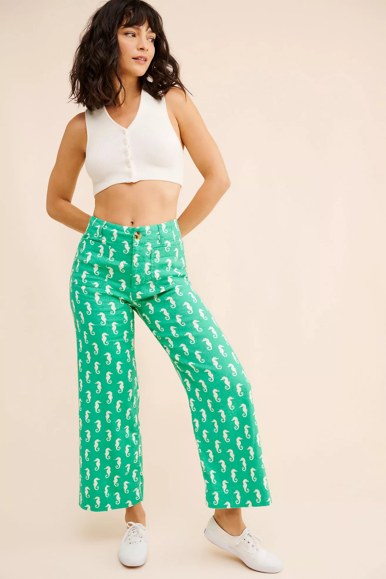 Maeve The Colette Linen Cropped Pants | Anthropologie (US)