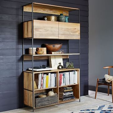 Industrial Modular 49" Open & Closed Storage | West Elm (US)