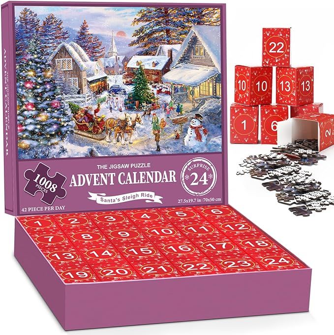 Jigsaw Puzzle Advent Calendar 2023 Adult-24 Box Christmas Countdown Calendar Jigsaw Puzzle,1008-p... | Amazon (US)