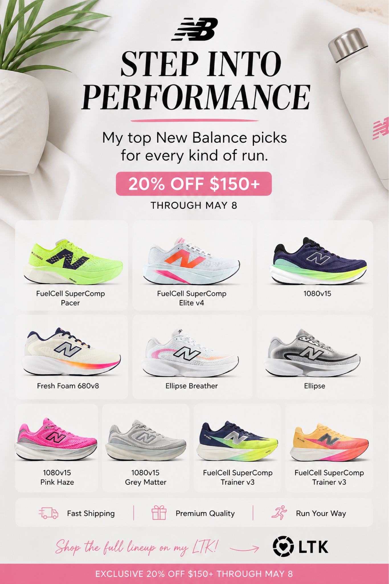 NEW BALANCE HAS ME READY TO RUN THROUGH WALLS 😮‍💨🏃🏼‍♀️✨

From easy miles to race day… these are the shoes currently sitting in my cart 👟💗 And right now you can get 20% OFF when you spend $150+ through May 8!

If you’ve been wanting to upgrade your running shoes, THIS is your sign. The colors? Obsessed. The comfort? Unreal. The performance? Next level. 🙌🏼

Linked all my favorites on my LTK 🫶🏼


#newbalance #runningstyle #walkingshoes #runningshoes #fitness

#LTKfitnessgoals #LTKActive #LTKSaleAlert