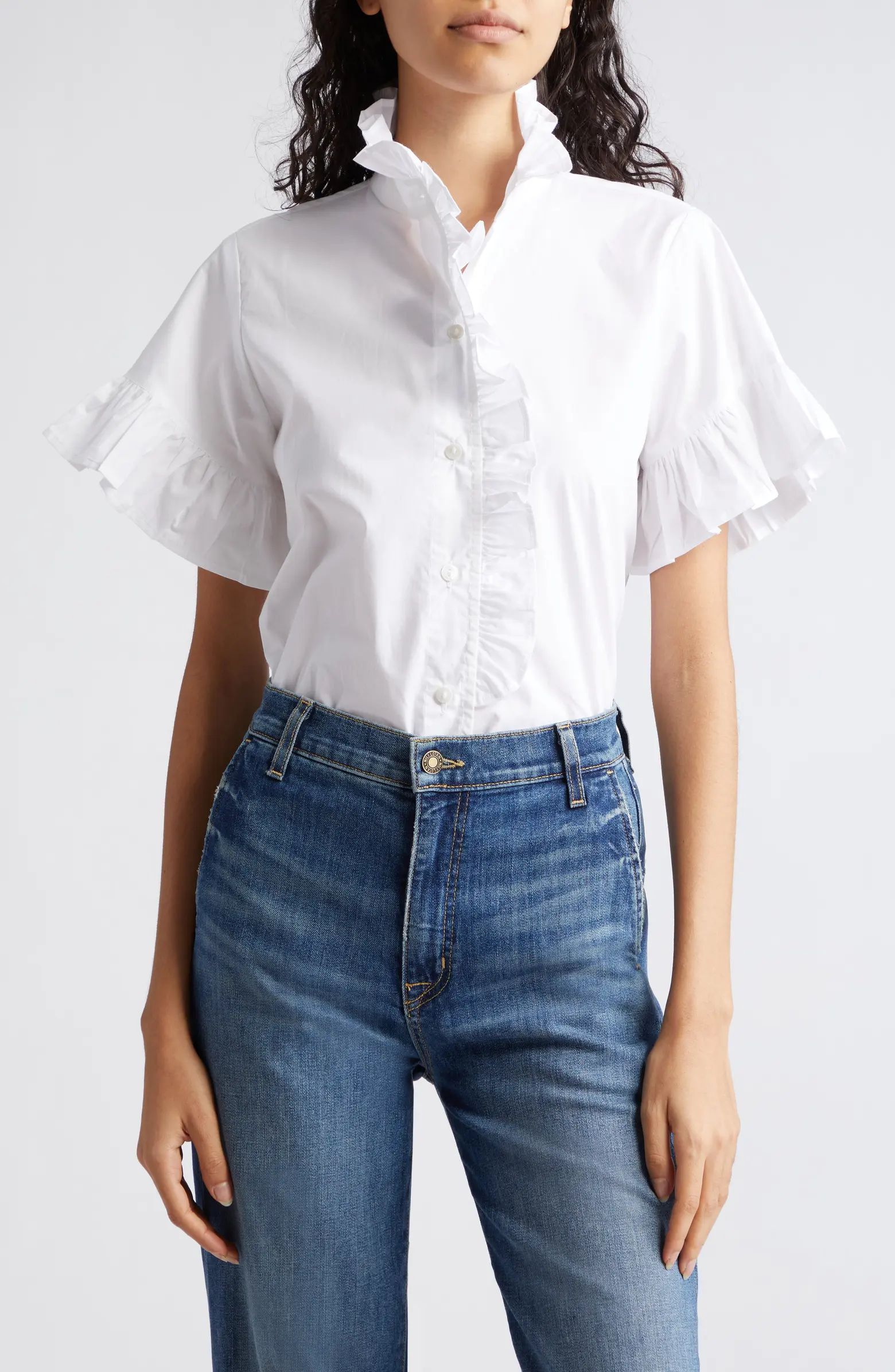 Vanessa Ruffle Detail Cotton Blouse | Nordstrom