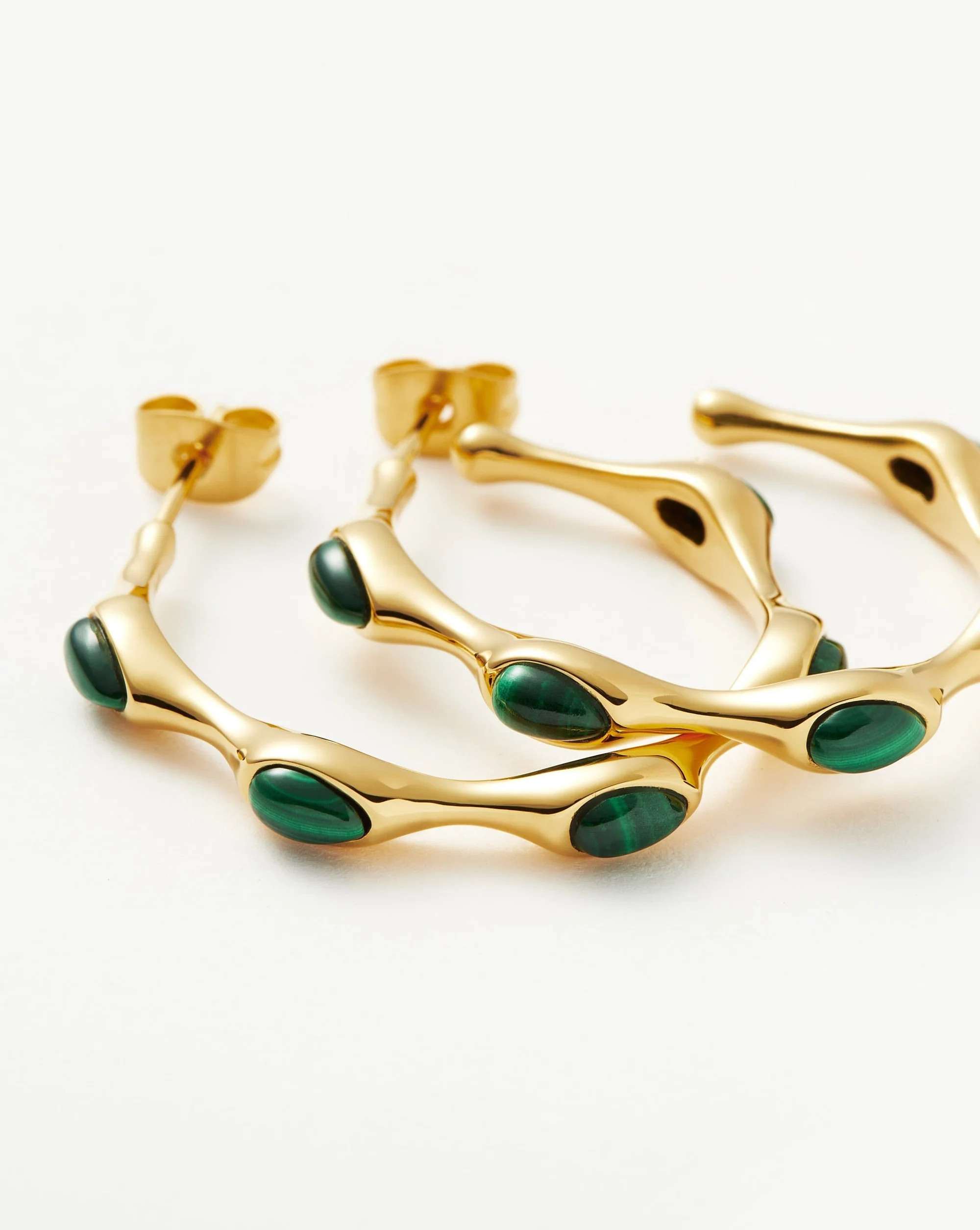 Magma Gemstone Medium Hoop Earrings | 18ct Recycled Gold Plated on Brass Earrings | Missoma UK