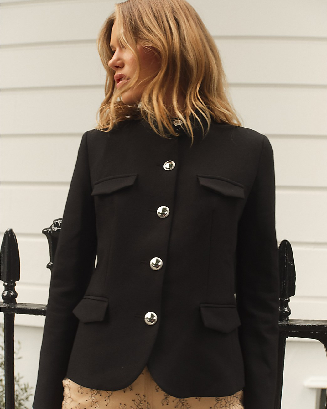 Black premium pocketed military blazer | River Island (UK & IE)