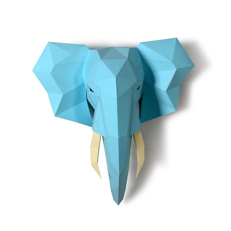 Elephant Head Paper Sculpture,Pre-cut DIY Papercraft Kit,Handmade Wide Animal,3D Paper Art,Light ... | Amazon (US)