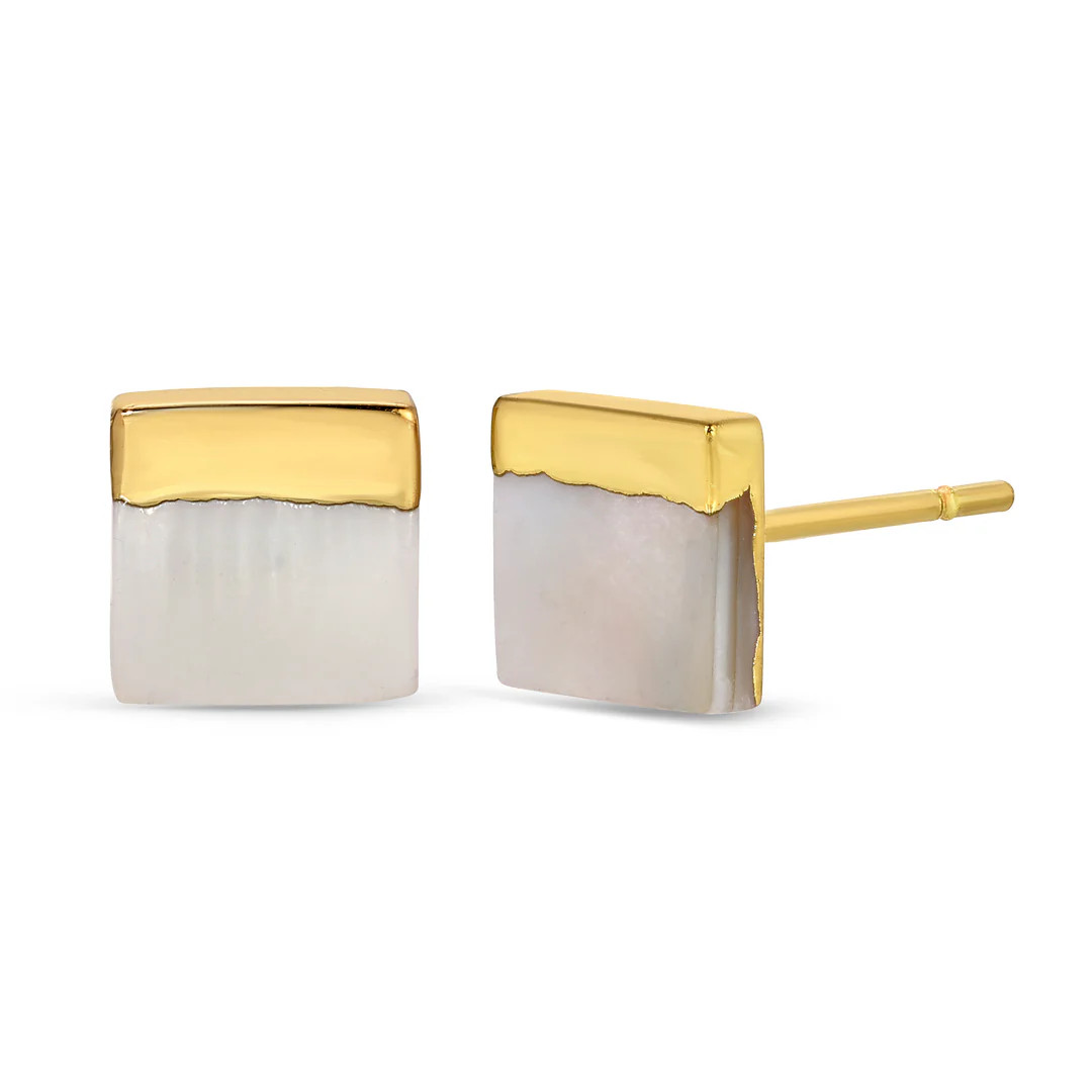 Gold Dipped Pearl Studs | Meghan Bo Designs