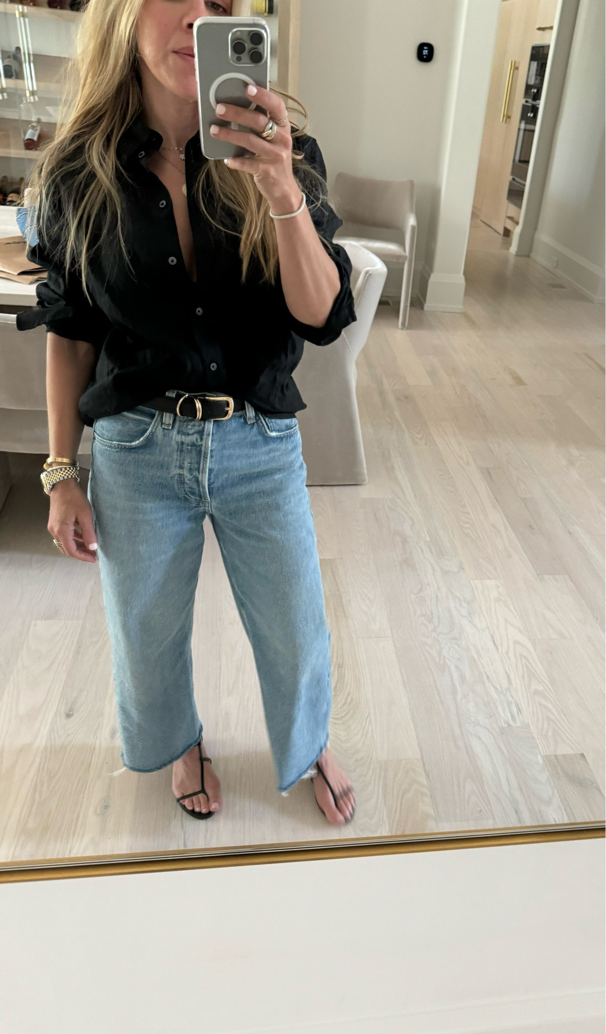 I’m really a basics tee and jeans kinda girl. Love this Jean so much! Top is aritzia and sold out so linked similar! Also linked dupe for the sandals I definitely over paid for 😂 

#LTKFindsUnder50 #LTKShoeCrush #LTKStyleTip