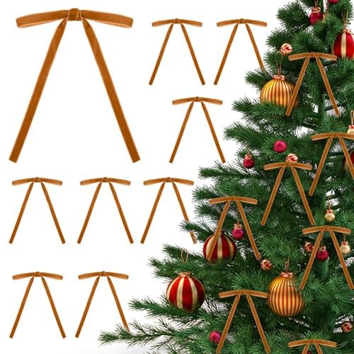 Avxzbef 48 PCS Velvet Christmas Bows Rustic Crafts Gift Bows Velvet Christmas Tree Bows Vintage Velvet Ribbon Bows Christmas Wedding Indoor Decorations Copper | Amazon (US)