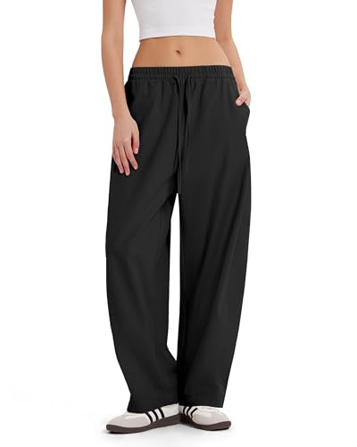MOOSLOVER Women Linen Lightweight Barrel Pants Drawstring Comfort Casual Lounge Pants Baggy Loose... | Amazon (US)