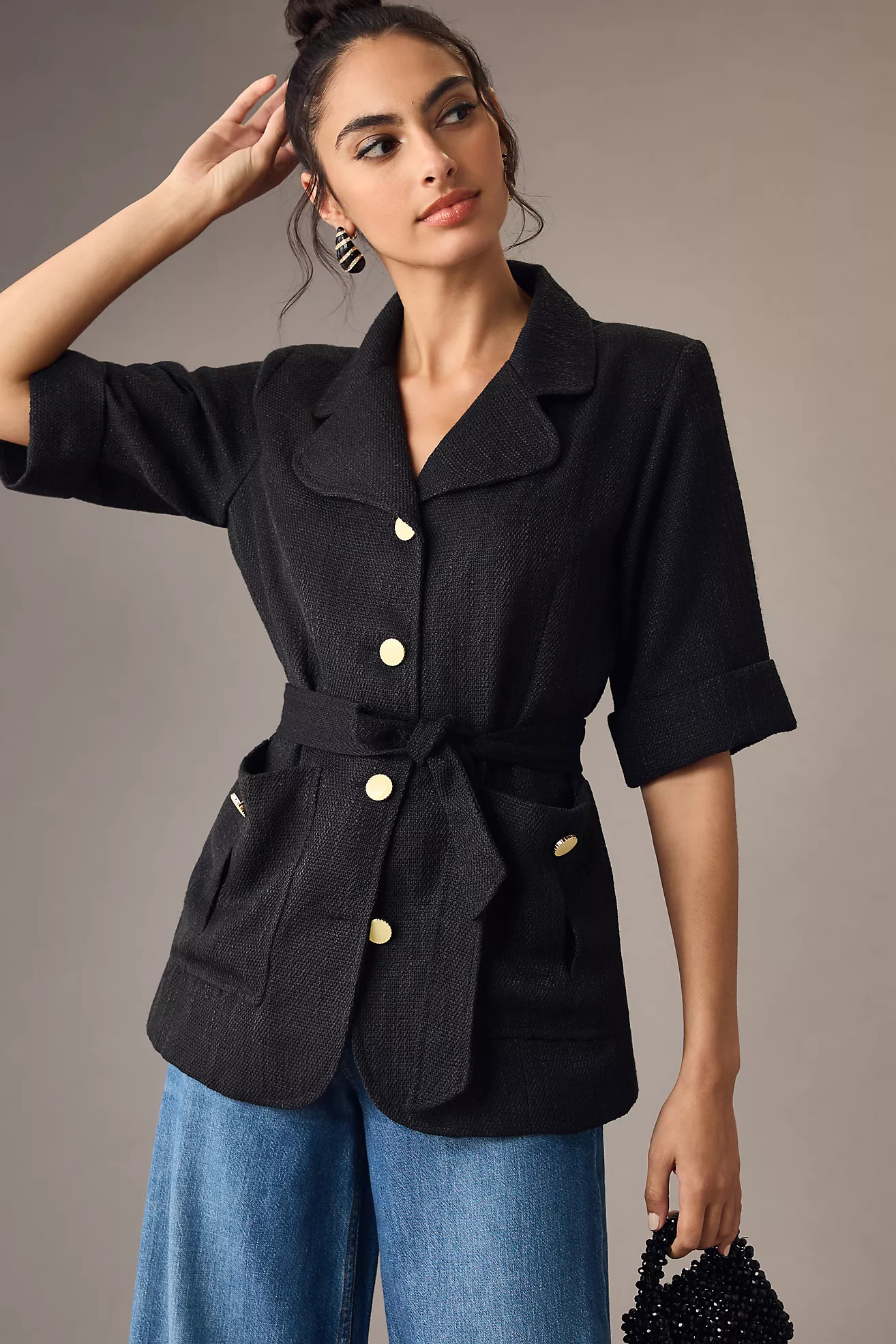 Bishop + Young Parisian Short-Sleeve Tie-Waist Blazer | Anthropologie (US)