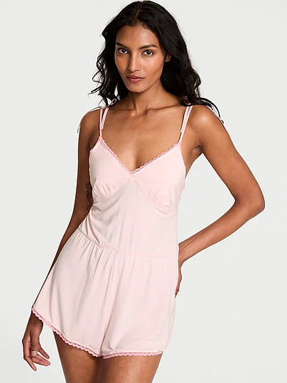 SoSoftâ¢ Modal Bow Short Romper, Pink, S - Women's Rompers - Victoria's Secret | Victoria's Secret (US / CA )