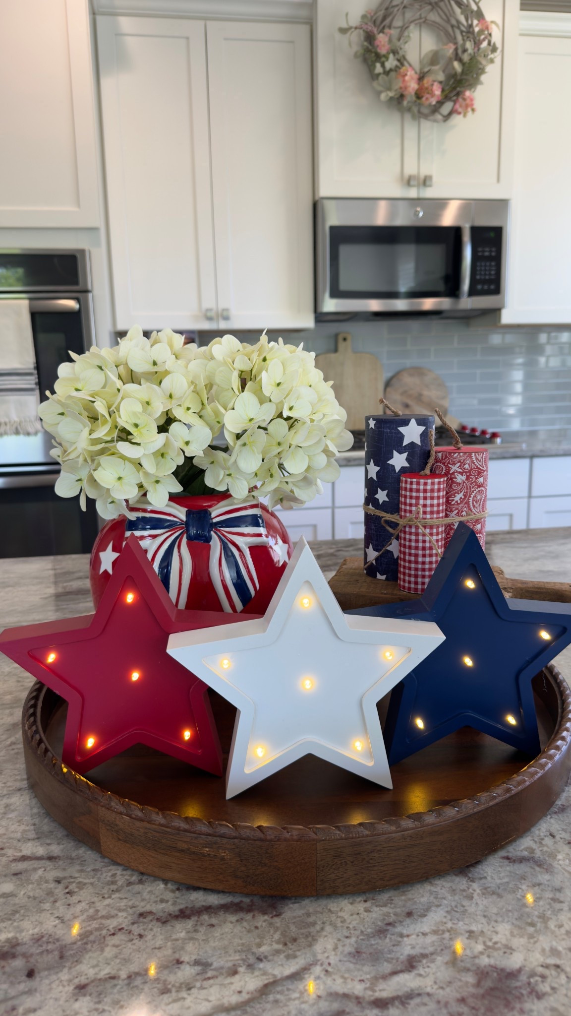 Memorial Day decor
Fourth of July
Centerpiece 
Summer centerpiece 

#LTKHome #LTKSeasonal