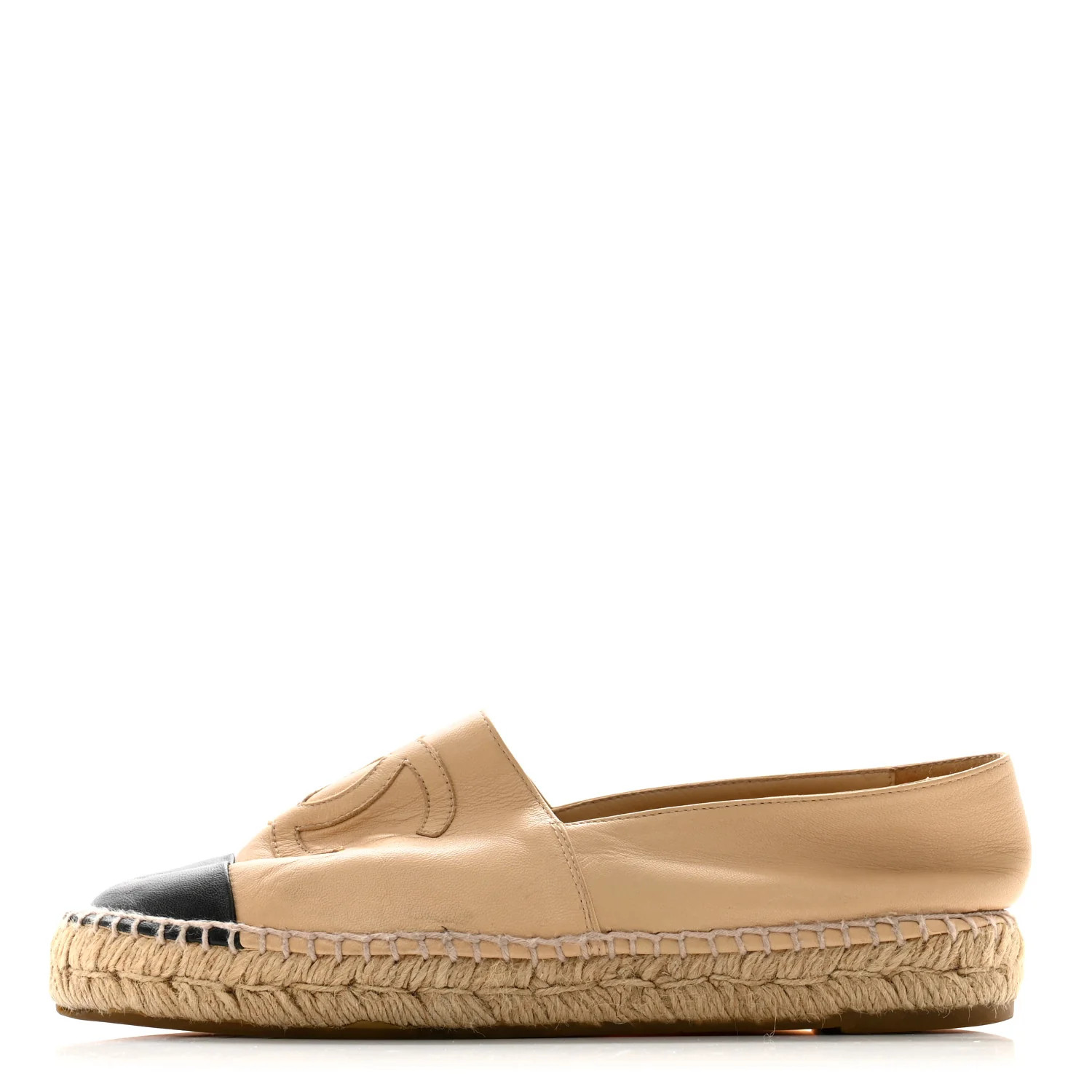 Lambskin CC Espadrilles 39 Beige Black | FASHIONPHILE (US)