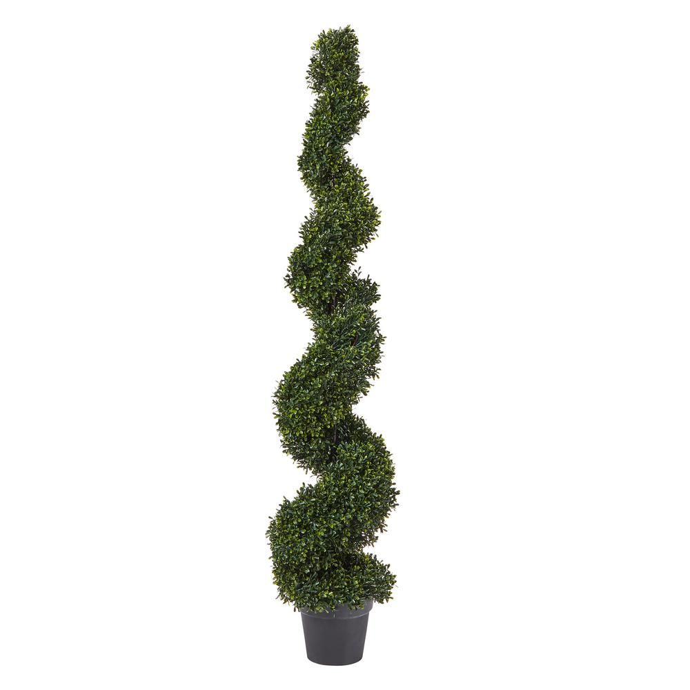 Pure Garden 60 in. Faux Boxwood Spiral Topiary-HW1500143 - The Home Depot | The Home Depot