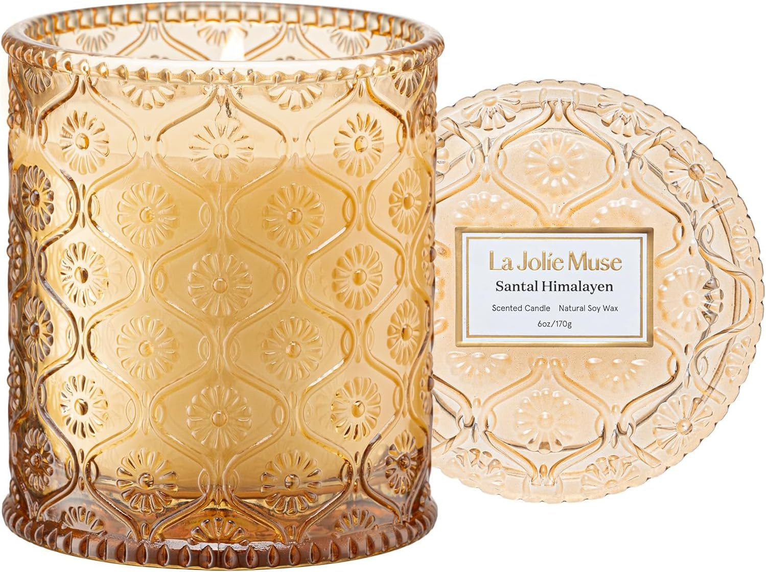 LA JOLIE MUSE Amber and Sandalwood Scented Candle | Santal Himalayen Candle | 6oz Luxury Soy Cand... | Amazon (US)
