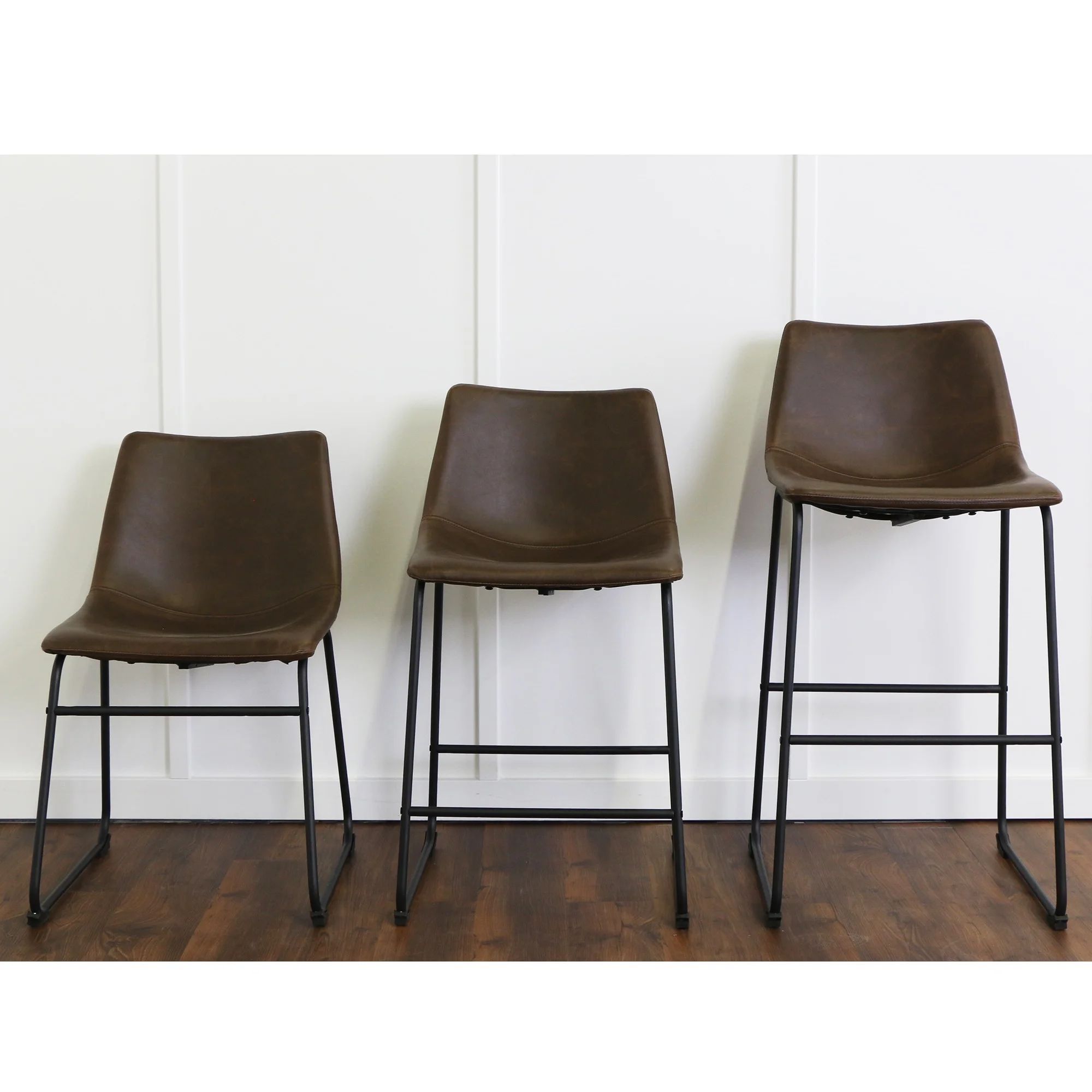 24-inch Brown Faux Leather Counter Stools | Bed Bath & Beyond