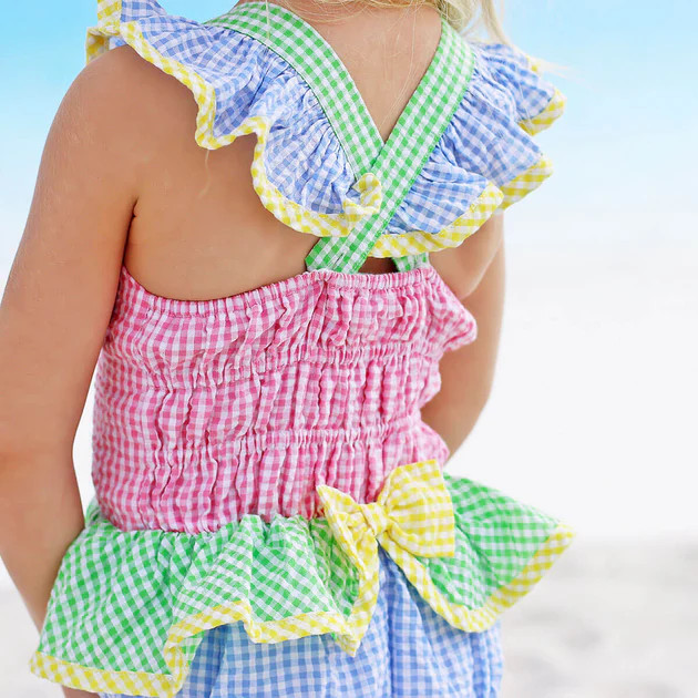 Multi Seersucker Gingham One Piece Swimsuit | Classic Whimsy