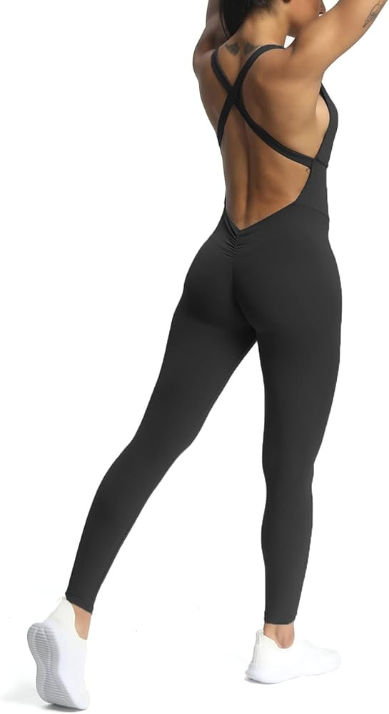 Aoxjox Workout Jumpsuit for Women Brooke Cross Back One Piece Scrunch Gym Yoga Sports Bras Jumpsu... | Amazon (US)