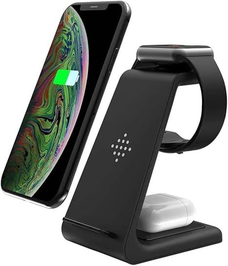 Wireless Charger, 3 in 1 Qi-Certified Fast Wireless Charging Station Charger Stand Dock for iPhon... | Amazon (US)