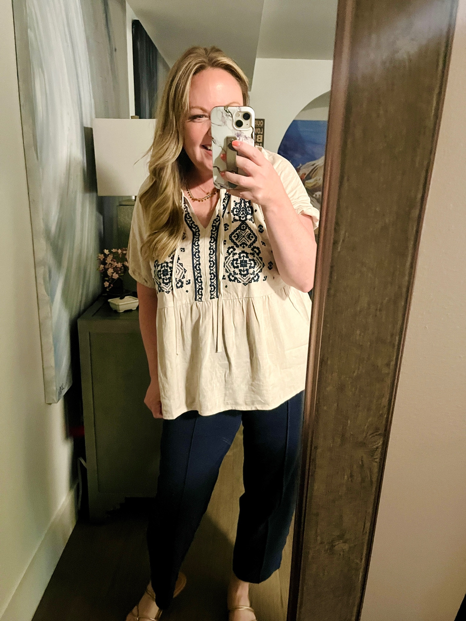 Large top; medium pants

#LTKunder50 #LTKworkwear #LTKstyletip