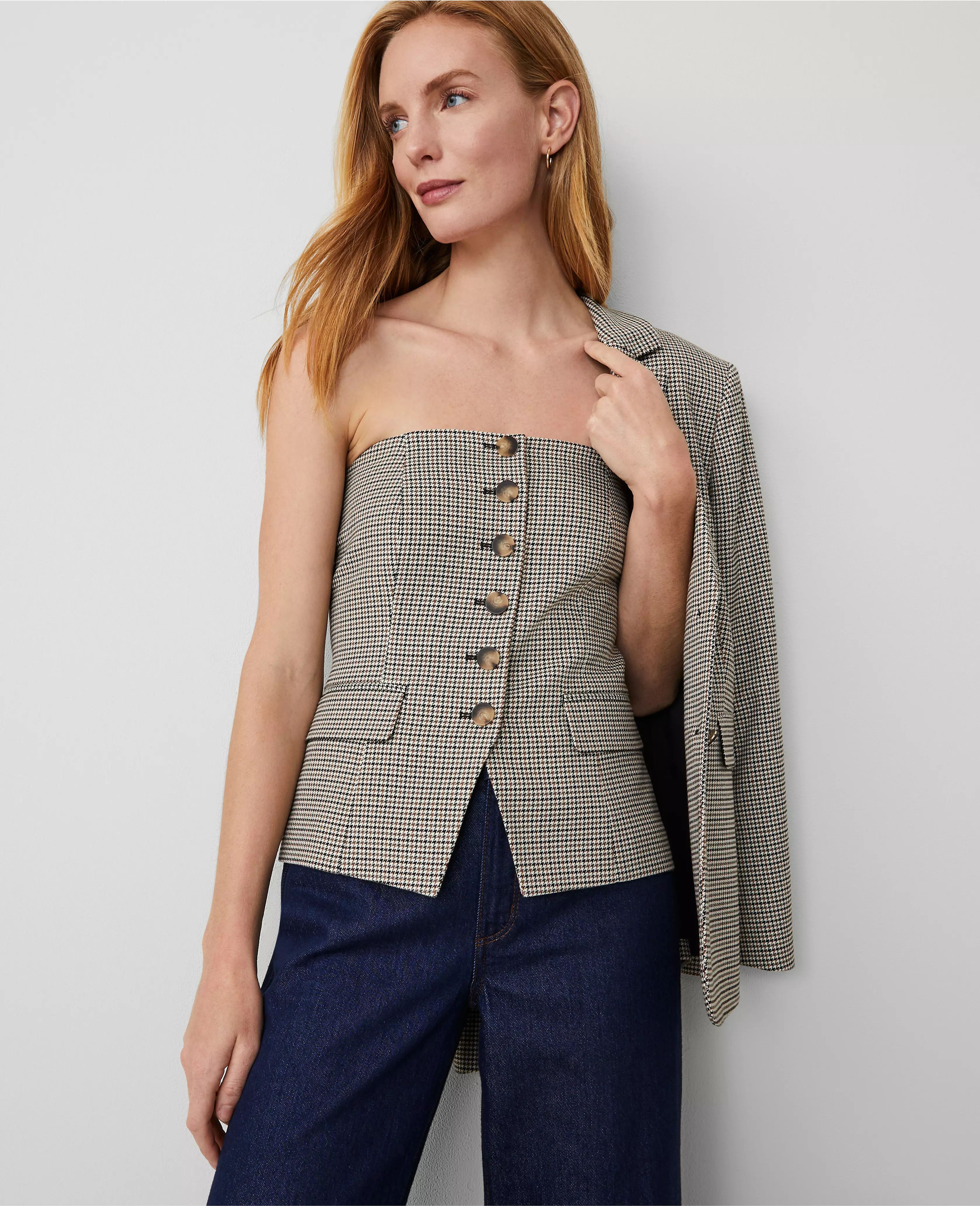 Houndstooth Strapless Vest | Ann Taylor (US)