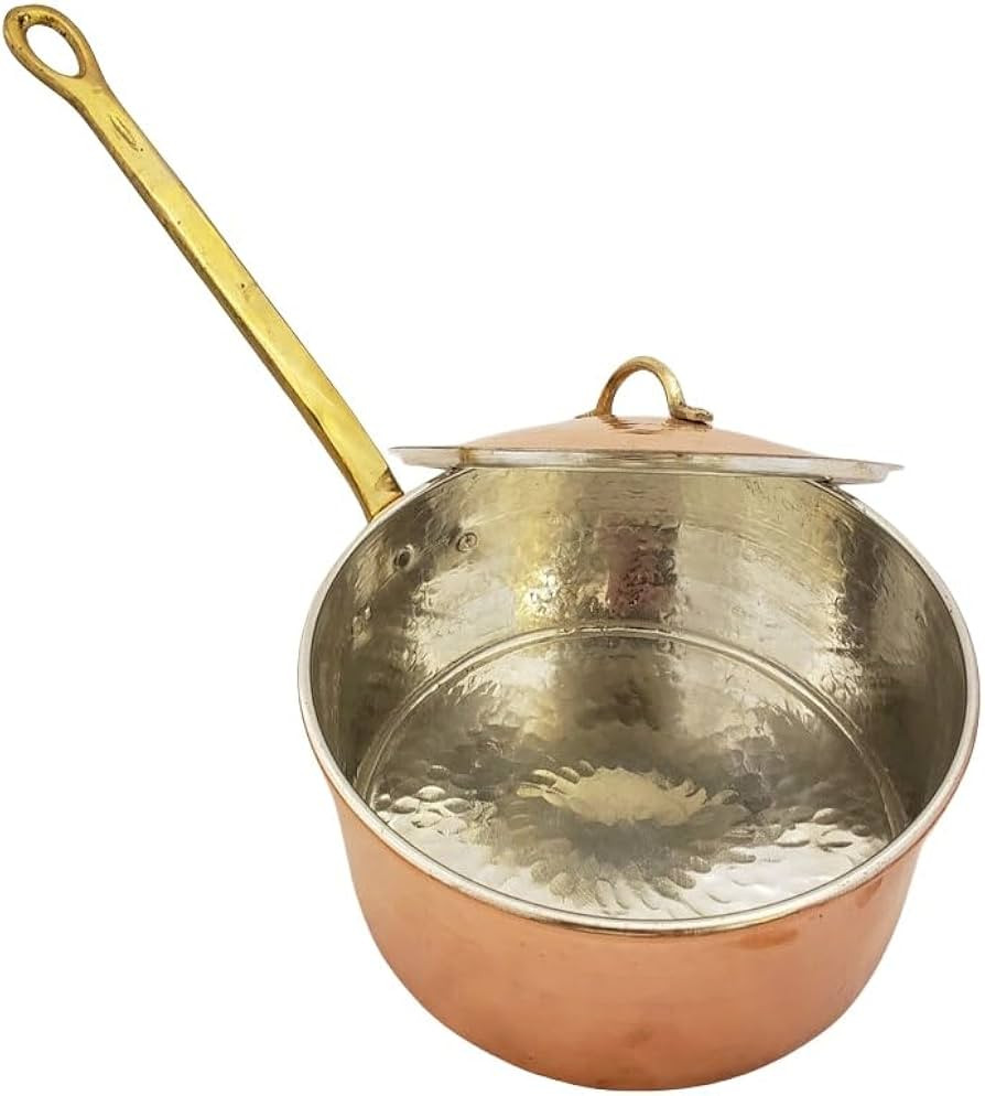 Copper Saucepan with Lid,Handmade Copper Pan,Cooking Pot,Kitchen Accessory,Handled Copper Pot,Cop... | Amazon (US)