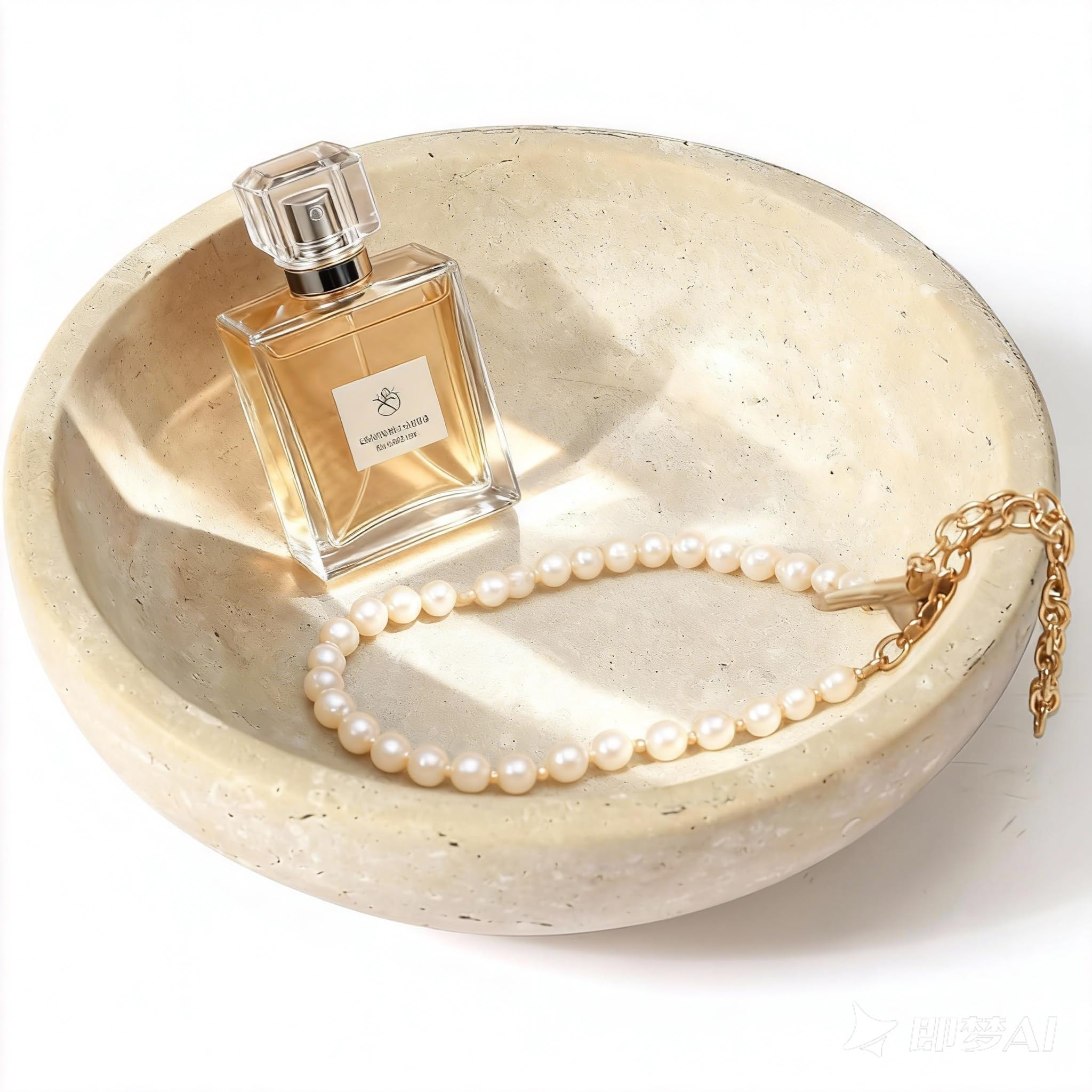 Travertine Marble Bowl & Decorative Bowl, 7.8" Natural Stone Centerpiece for Coffee Table, Ring T... | Amazon (US)