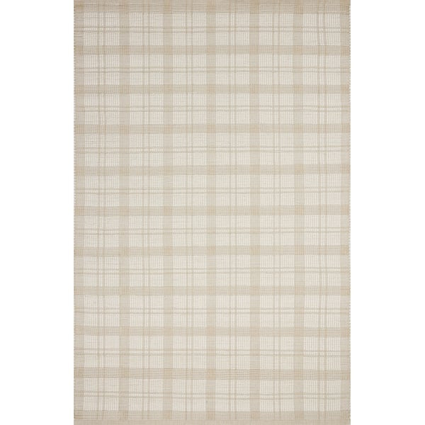 Ryder RYD-01 Beige/Ivory Wool/Cotton Handwoven Plaid Area Rug | Rugs Direct