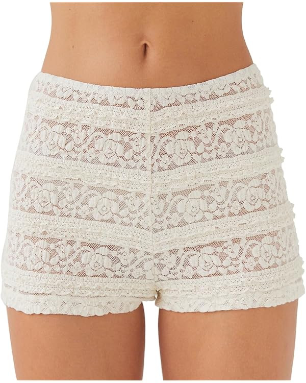 Women's Floral Lace Shorts Elastic Waist Bodycon Fit Semi See Through Booty Shorts for Under Dres... | Amazon (US)