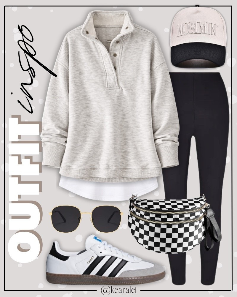 Spring outfits 2026 mom outfits Travel outfits casual outfits Athleisure outfit Amazon fashion neutrals heathered light grey button up sweatshirt layered over white tunic length tshirt long white t-shirt with black leggings spanx, mommin hat color block beige and black baseball hat ball cap, checkered bum bag crossbody purse bumbag with women’s adidas sambas sneakers // casual outfit ideas cute outfits neutral sporty athletic style clothes affordable fashion budget fashion style Amazon fashion Pinterest style Pinterest outfits comfy outfit work from home weekend errands outfits #outfit #cute #affordable #budget #amazon #comfy #leggings #amazon #adidas #outfits
.
.
.
Amazon fashion, teacher outfits, business casual, casual outfits, neutrals, street style, Midi skirt, Maxi Dress, Swimsuit, Bikini, Travel, skinny Jeans, Puffer Jackets, Concert Outfits, Cocktail Dresses, Sweater dress, Sweaters, cardigans Fleece Pullovers, hoodies, button-downs, Oversized Sweatshirts, Jeans, High Waisted Leggings, dresses, joggers, fall Fashion, winter fashion, leather jacket, Sherpa jackets, Deals, shacket, Plaid Shirt Jackets, apple watch bands, lounge set, Date Night Outfits, Vacation outfits, Mom jeans, shorts, sunglasses, Disney outfits, Romper, jumpsuit, Airport outfits, biker shorts, Weekender bag, plus size fashion, Stanley cup tumbler, boots booties tall over the knee, ankle boots, Chelsea boots, combat boots, pointed toe, chunky sole, heel, high heels, mules, clogs, sneakers, slip on shoes, Nike, adidas, vans, dr. marten’s, ugg slippers, golden goose, sandals, high heels, loafers, Birkenstocks, Steve Madden

Target, Abercrombie and fitch, Amazon, Shein, Nordstrom, H&M, forever 21, forever21, Walmart, asos, Nordstrom rack, Nike, adidas, Vans, Quay, Tarte, Sephora, lululemon, free people, j crew jcrew factory, old navy

#LTKootd #LTKSeasonal #LTKSaleAlert