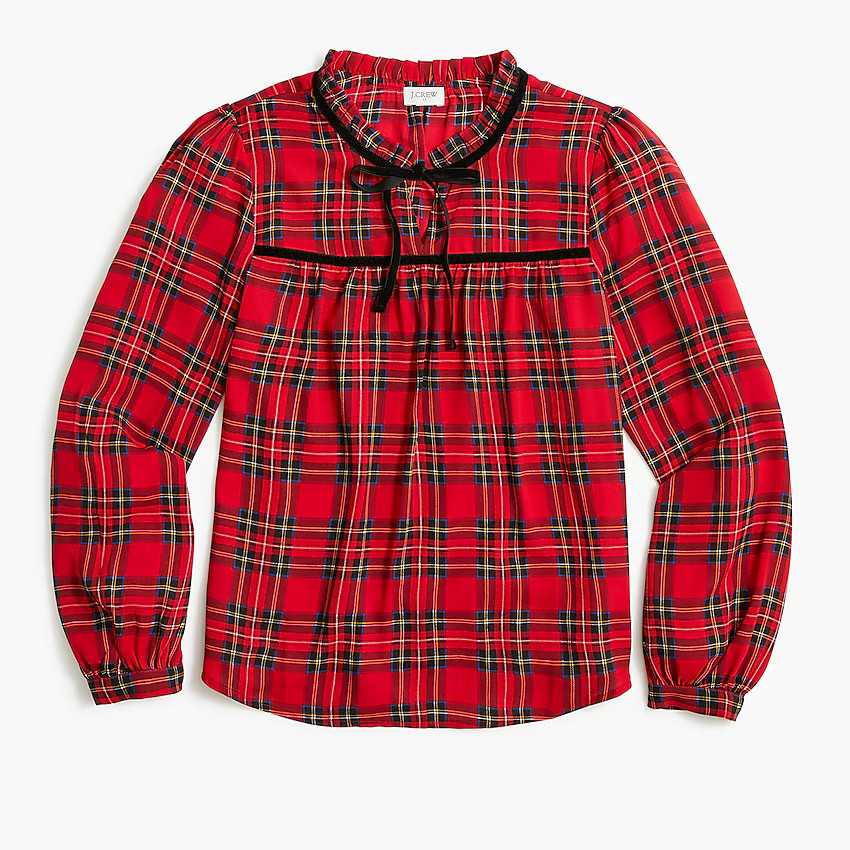 Velvet tie-neck top | J.Crew Factory