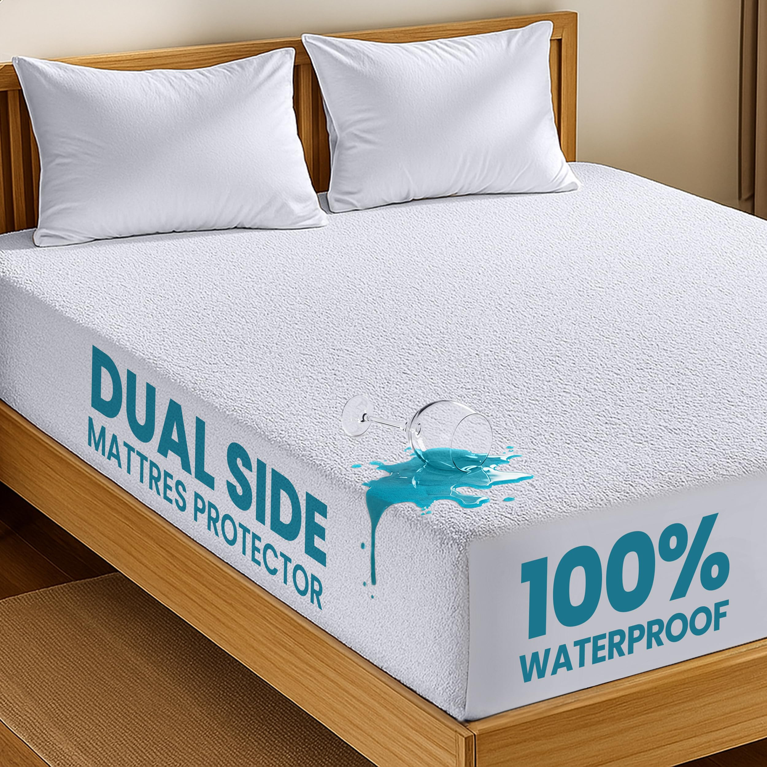 Utopia Bedding Dual Sided Mattress Protector with Waterproof Terry Top and Side Panels Queen Size... | Amazon (US)
