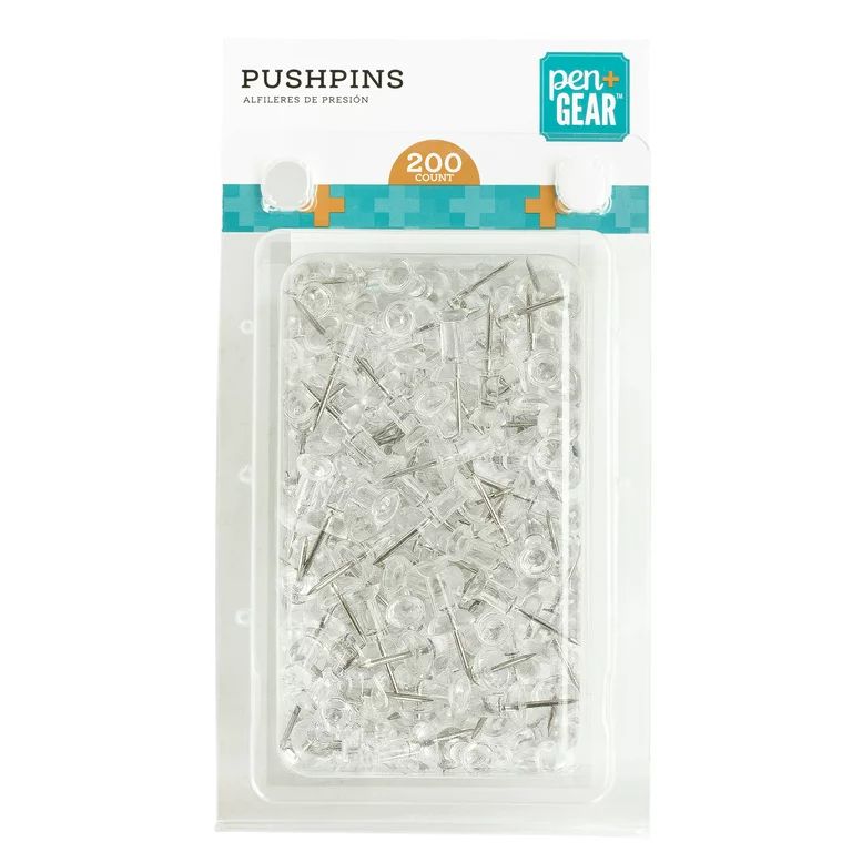 Pen + Gear Push Pins in Clamshell, Clear Plastic Head, Steel Point, 200 per Pack | Walmart (US)