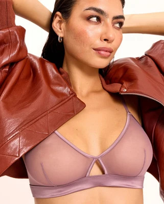 Mesh Cut-Out Triangle Bralette Mauve | Understatement