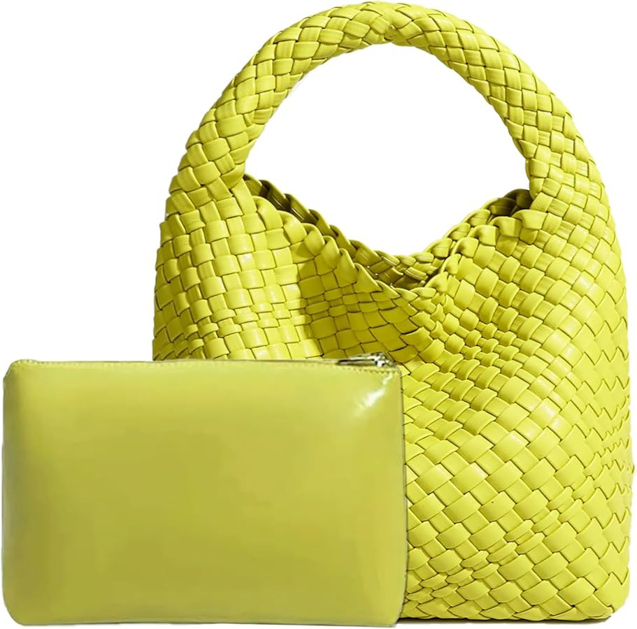 Woven Tote Bag For Women, Soft Foldable Top-Handle Wristlet Bag, Fashion Hobo Handbag, Composite ... | Amazon (US)