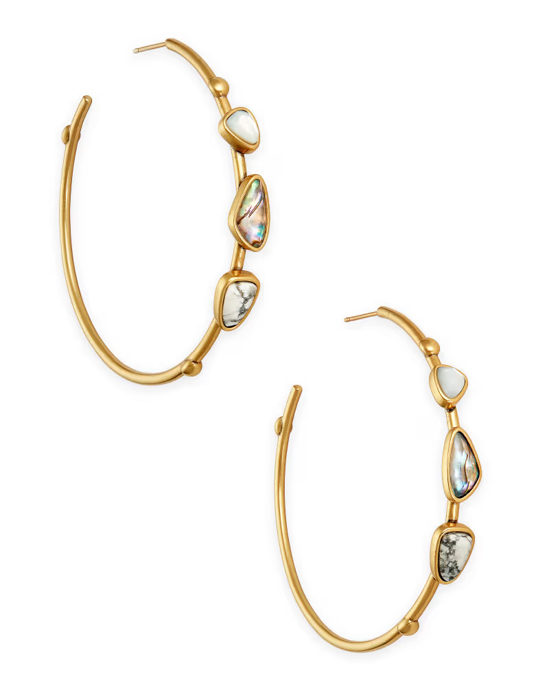 Ivy Vintage Gold Hoop Earrings in White Mix | Kendra Scott