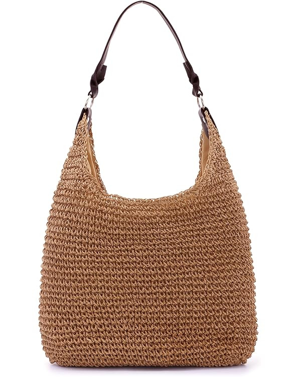 Amazon.com: KUANG! Women's Straw Hobo Bag Large Handwoven Rattan Shoulder Bag Woven Straw Purse S... | Amazon (US)