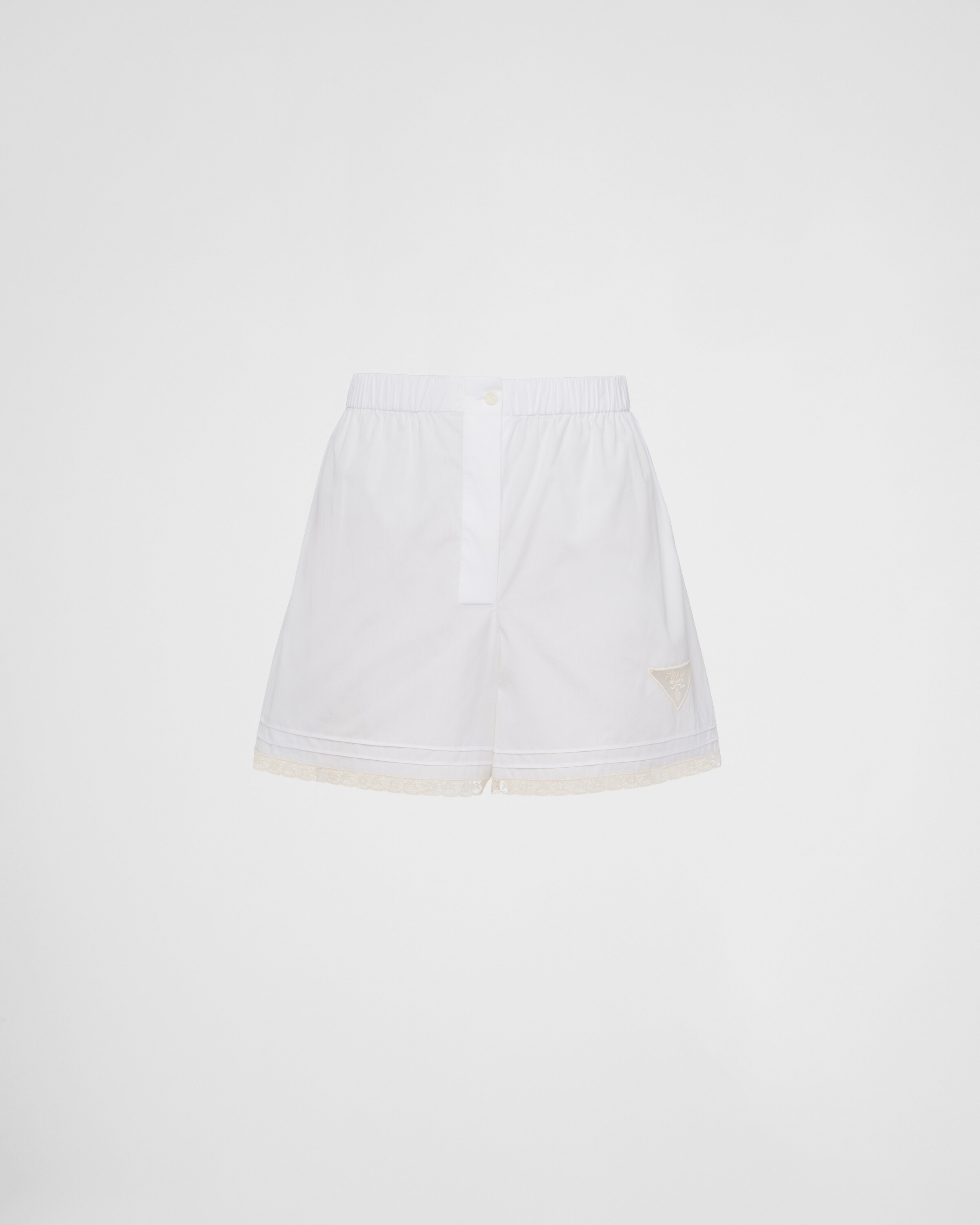 Embroidered poplin shorts | Prada Spa US