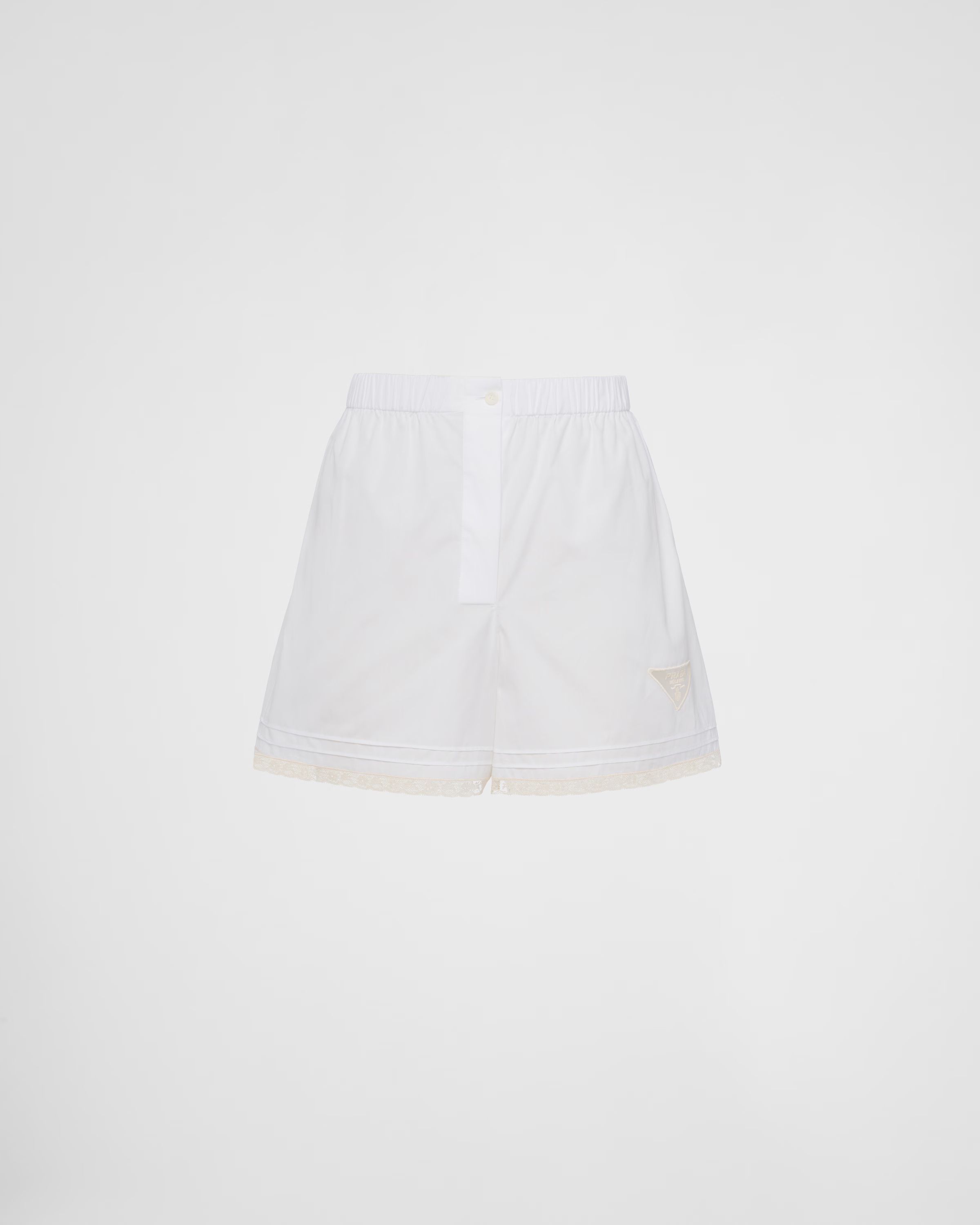 Embroidered poplin shorts | Prada Spa US