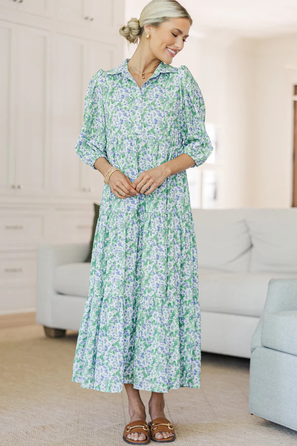 NURSING COLLECTION: Love Found Lavender Ditsy Floral Tiered Midi Dress | The Mint Julep Boutique