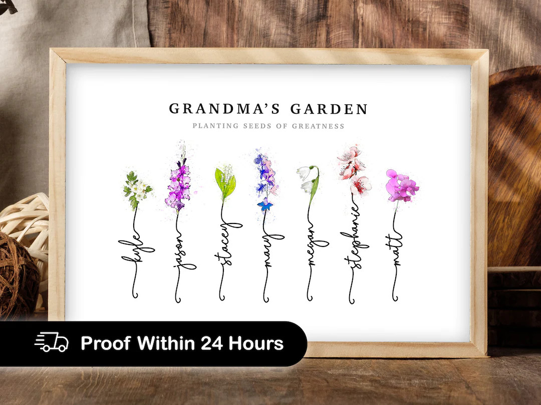 PROOF IN 24 HOURS Grandmas Garden Custom Family Art Print - Etsy | Etsy (US)