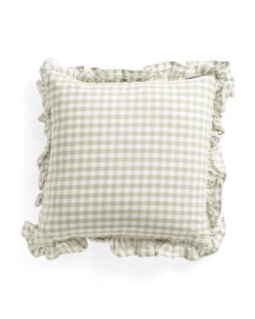 20x20 Gingham Ruffle Pillow | TJ Maxx