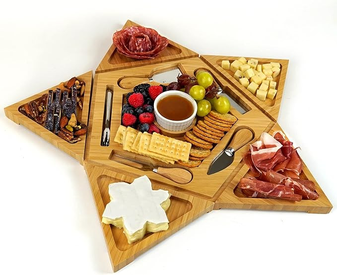 Small Star Shaped Charcuterie Board Set - Transformer Bamboo Cheese Board and Knife Set - Cheese ... | Amazon (US)