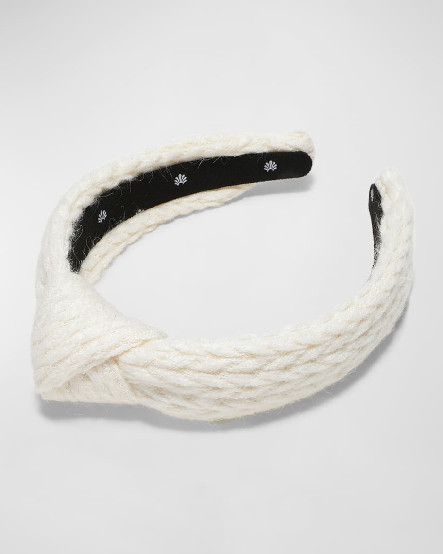 Lele Sadoughi Slim Cable Knit Knotted Headband | Neiman Marcus