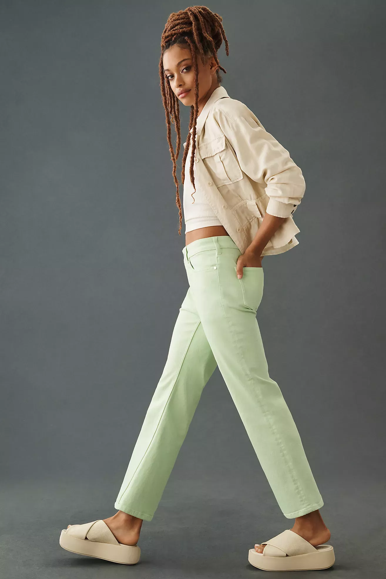 The Yaya Coated Mid-Rise Crop Flare Jeans