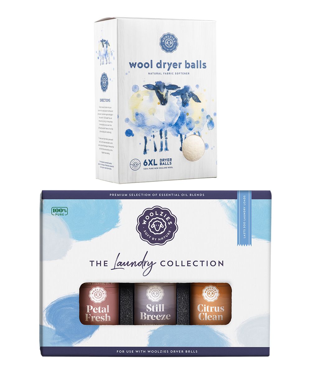 Woolzies Dryer Cloths - 6 Pack white wool dryer balls with Laundry Collection set | Zulily